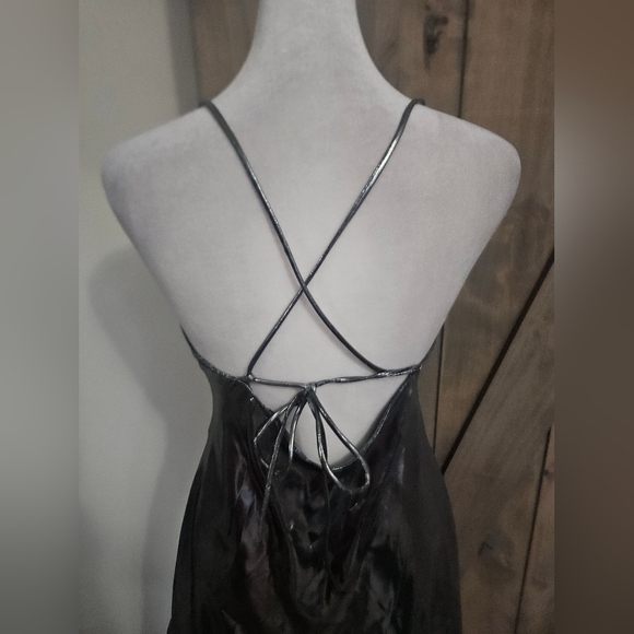 ZARA Metallic Liquid Silver Cowl Neck Slip Mini Dress –Size XS - Picture 11 of 13